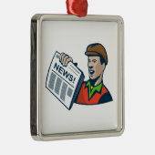 Zeitungsjunge-Zeitungs-Lieferung Retro Silbernes Ornament (Rechts)