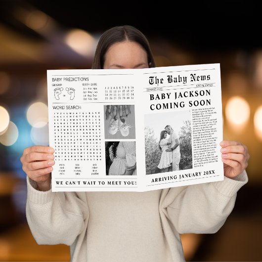 Zeitungsjunges bald Schwangerschaftsankündigung Karte