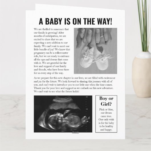 Zeitungsjunges bald Schwangerschaftsankündigung Karte (Rückseite)