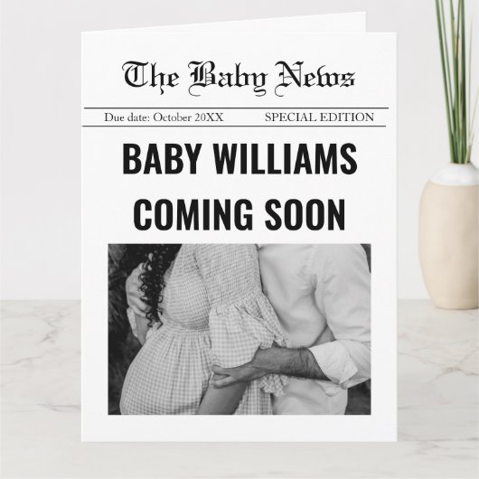 Zeitungsjunges bald Schwangerschaftsankündigung Karte (Vorderseite)