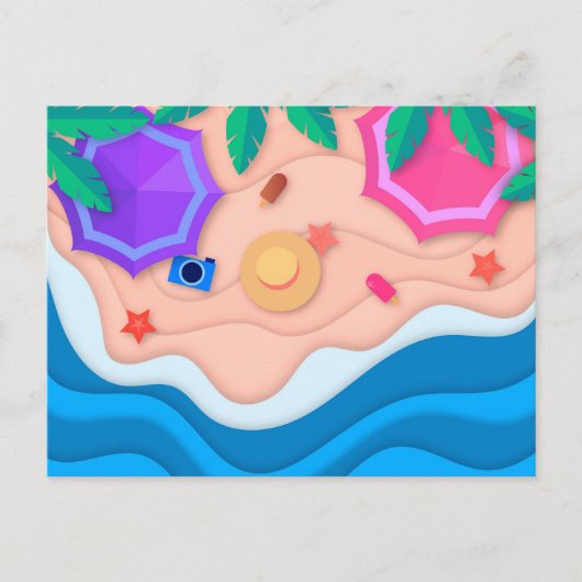 Zeitungskiosk am Strand Postkarte (Vorderseite)