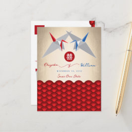 Zeitungskrane Origami-Scallop-Hochzeit speichern d Ankündigungspostkarte