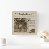 Zeitungsmauer Quadratische Wanduhr (Zuhause)