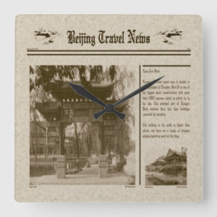 Zeitungsmauer Quadratische Wanduhr