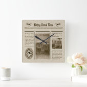Zeitungsmauer Quadratische Wanduhr (Zuhause)