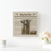 Zeitungsmauer Quadratische Wanduhr (Zuhause)