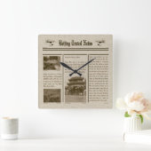 Zeitungsmauer Quadratische Wanduhr (Zuhause)