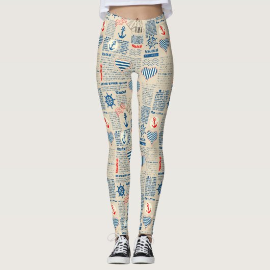 Zeitungsmuster Leggings (Vorderseite)