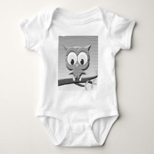 Zeitungspapier-Eule in Schwarz-Weiß Baby Strampler