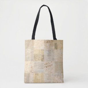 Zeitungspapier grunge gealterte Zeitungspapiermust Tasche