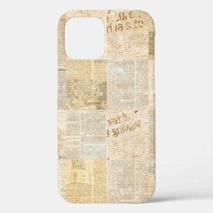 Zeitungspapier Grunge gealtertes Newsprint-Muster  iPhone 12 Hülle