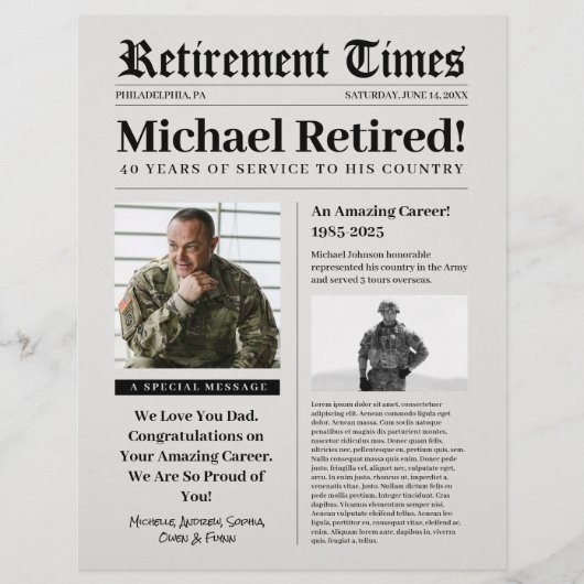 Zeitungsschild für den Militärdienst Briefbogen (Vorderseite)