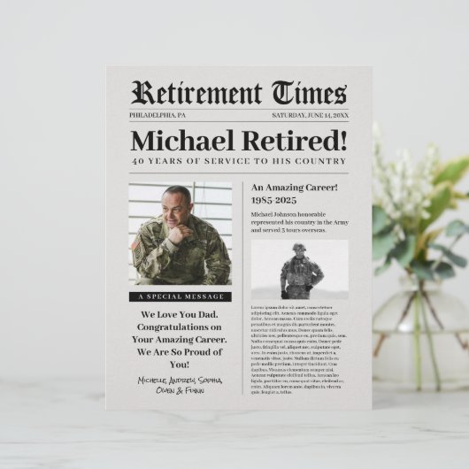 Zeitungsschild für den Militärdienst Briefbogen (Stehend Vorderseite)