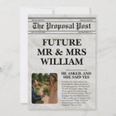 Zeitungsschwarz-Weiß-Spaß-Foto Save the Date Einladung (Vorderseite)