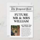 Zeitungsschwarz-Weiß-Spaß-Foto Save the Date Einladung (Vorderseite)