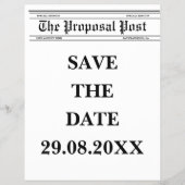 Zeitungsschwarz-Weiß-Spaß-Foto Save the Date Flyer (Hinten)