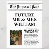 Zeitungsschwarz-Weiß-Spaß-Foto Save the Date Flyer (Vorne)