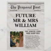 Zeitungsschwarz-Weiß-Spaß-Foto Save the Date Flyer (Vorne)