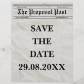 Zeitungsschwarz-Weiß-Spaß-Foto Save the Date Flyer (Hinten)