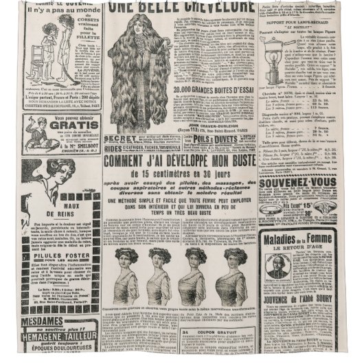 Zeitungsseite mit antiker Werbung Duschvorhang (Vorderseite)