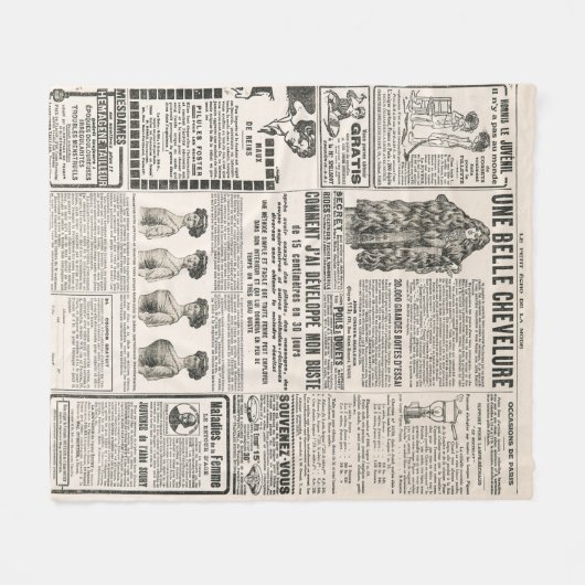 Zeitungsseite mit antiker Werbung Fleecedecke (Vorderseite (Horizontal))