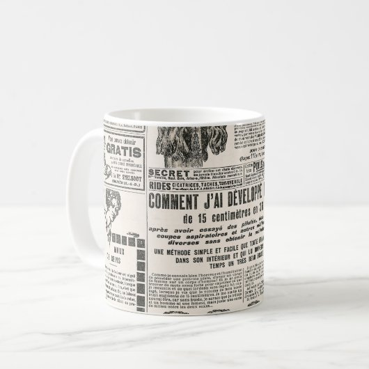 Zeitungsseite mit antiker Werbung Kaffeetasse (Vorderseite Links)
