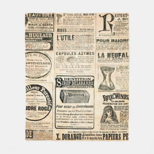 Zeitungsseite mit Werbung - Vintage Gravur Fleecedecke