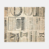 Zeitungsseite mit Werbung - Vintage Gravur Fleecedecke (Vorderseite (Horizontal))