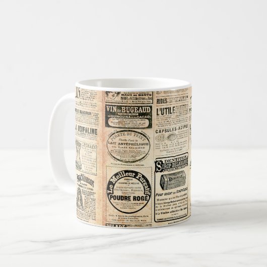 Zeitungsseite mit Werbung - Vintage Gravur Kaffeetasse (Vorderseite Links)
