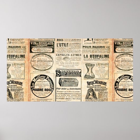 Zeitungsseite mit Werbung - Vintage Gravur Poster (Vorne)