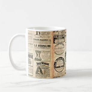 Zeitungsseite mit Werbung - Vintage-Stich Kaffeetasse