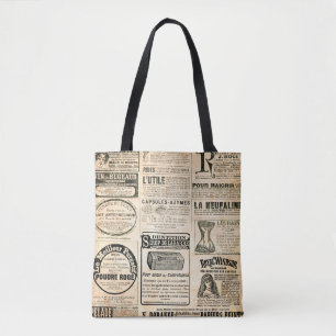 Zeitungsseite mit Werbung - Vintage-Stich Tasche