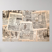 Zeitungsseiten mit antiker Werbung. Frau Poster (Vorne)