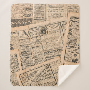 Zeitungsseiten mit antiker Werbung. Vintag  Sherpadecke
