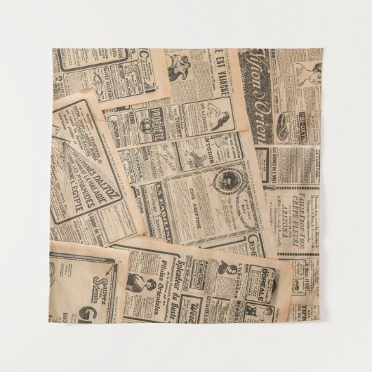 Zeitungsseiten mit antiker Werbung. Vintag Wandteppich (Vorderseite (Horizontal))