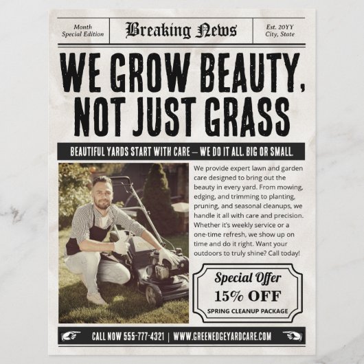 Zeitungsservice Flyer, Retro Rasen & Garten Flyer (Vorne)