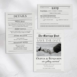 Zeitungsstil-Hochzeit Save the Date