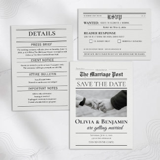 Zeitungsstil-Hochzeit Save the Date