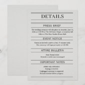 Zeitungsstil-Hochzeitsdetailskarte (Vorne/Hinten)