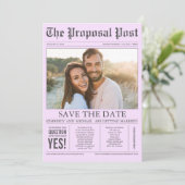 Zeitungsstil Licht Lila Save the Date Foto (Stehend Vorderseite)