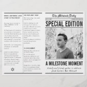 Zeitungsstil Mitzvah-Programm Kleine gefaltete Pap Flyer (Vorne)
