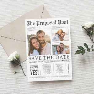 Zeitungsstil Spaß 3 Fotos Save the Date