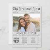 Zeitungsstil Spaß Grau Save the Date Foto (Vorderseite)