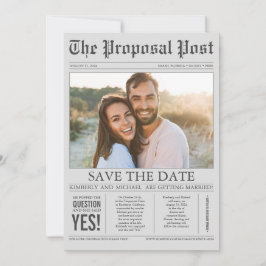 Zeitungsstil Spaß Grau Save the Date Foto