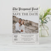 Zeitungsstil Spaß Save the Date Foto (Stehend Vorderseite)