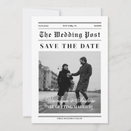 Zeitungsstil Spaß Save the Date Foto Einladung