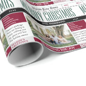 Zeitungsthematisches Weihnachtsfamilie Foto Geschenkpapier (Rolleneckpunkt)