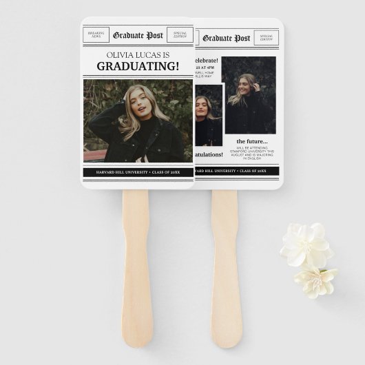 Zeitungsthemen-Foto-Collage-Abschluss Fächer (Vorne und Hinten)