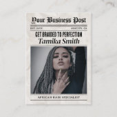 ZeitungsVisitenkarte, Afrikanische Haarflechte Telefonnummerkarte (Vorderseite)