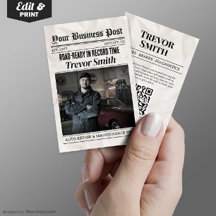 ZeitungsVisitenkarte, Auto-Reparaturautomat Telefonnummerkarte